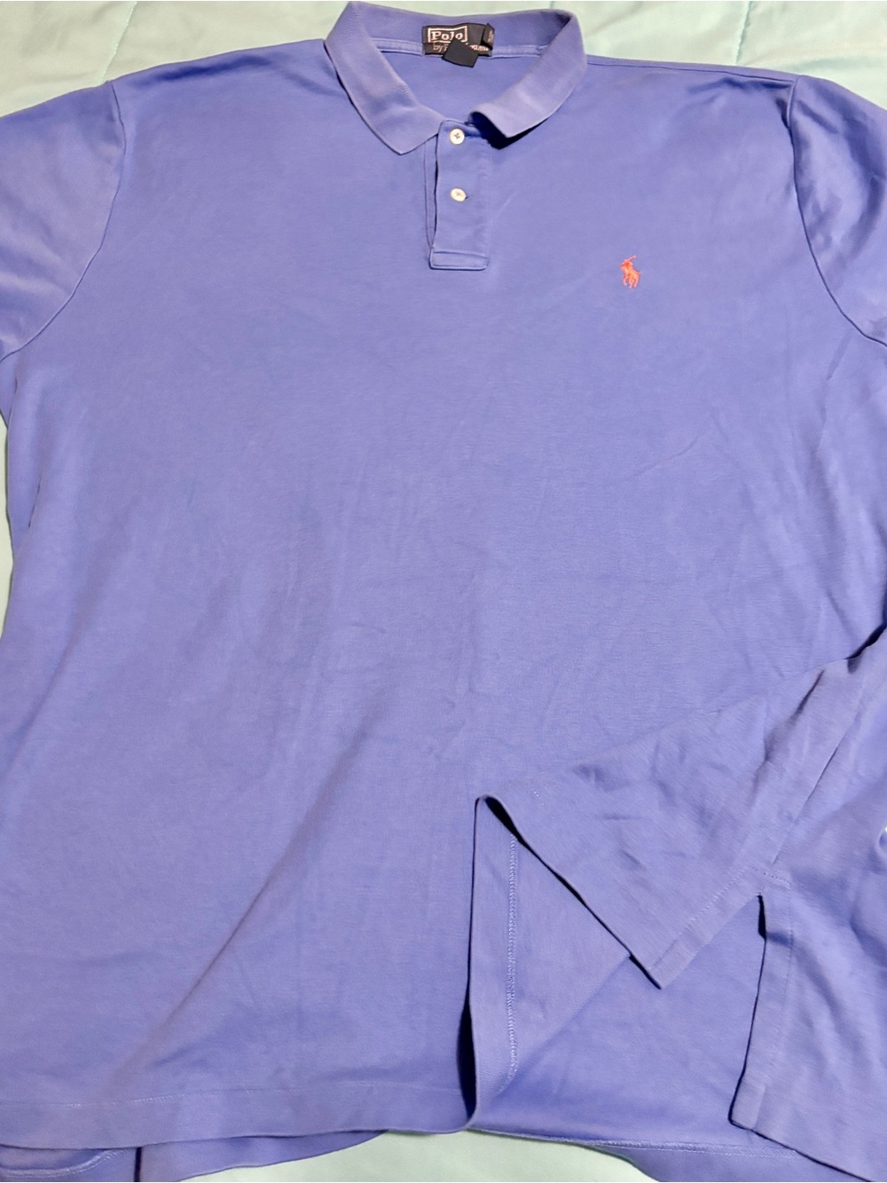 Polo by Ralph Lauren Men's light blue Shirt with pink embroidered polo emblem
